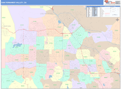 San Fernando Valley Metro Area Digital Map Color Cast Style